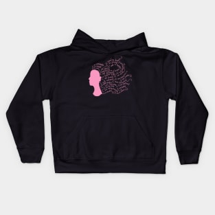 Pink Flowing Hair Positive Affirmation Silhouette Kids Hoodie